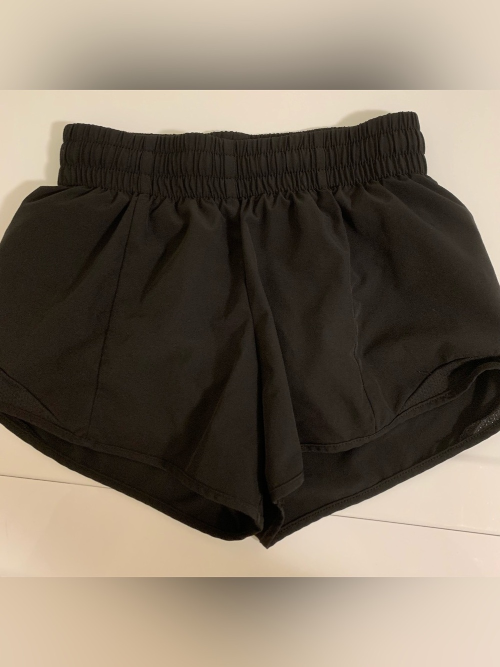 Athletic Works girls black running shorts size medium 7/8 with underwear panels